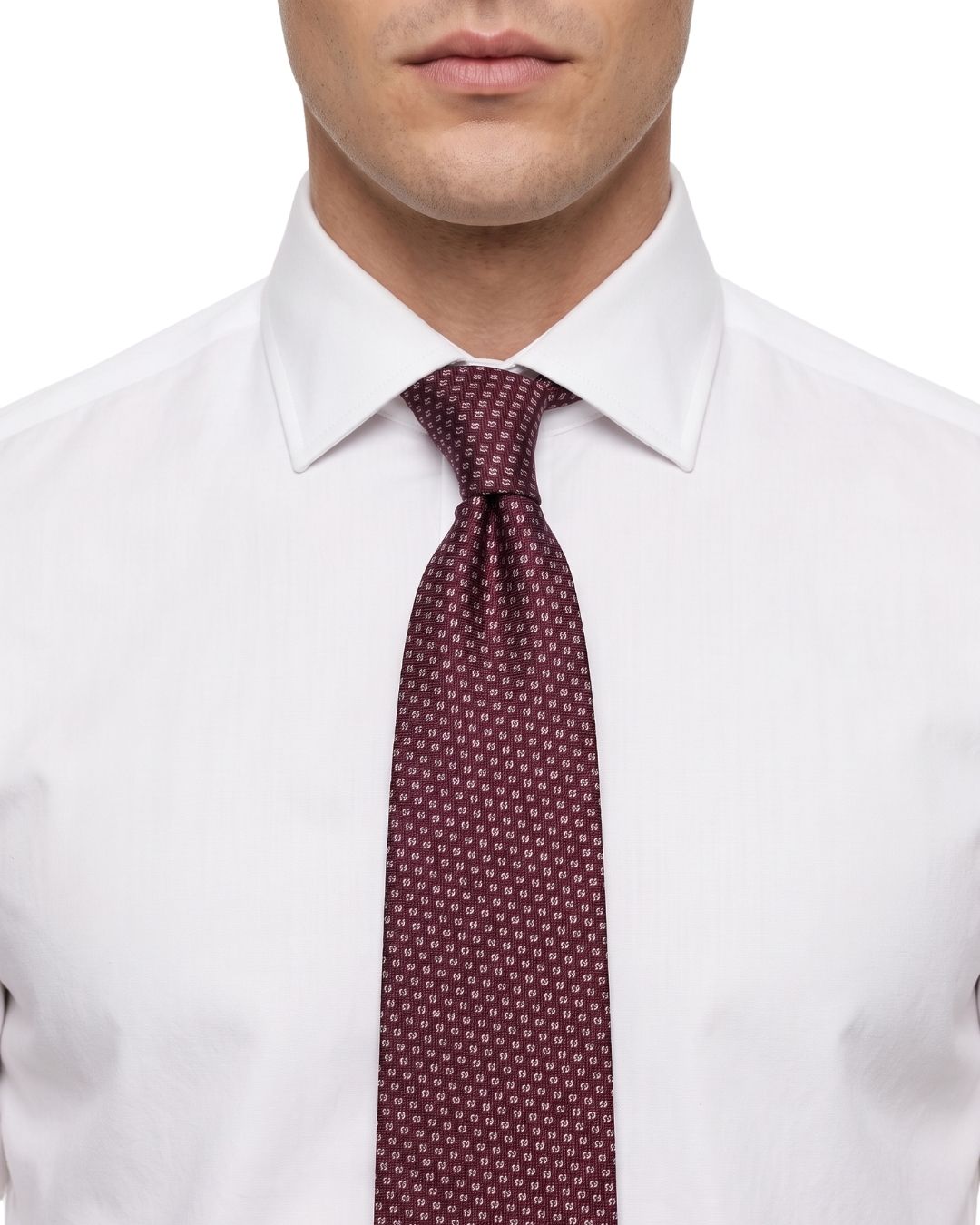 ARMANI COLLEZIONI Armani Collezioni Mens Burgundy / White Micro Dot Silk Neck Tie