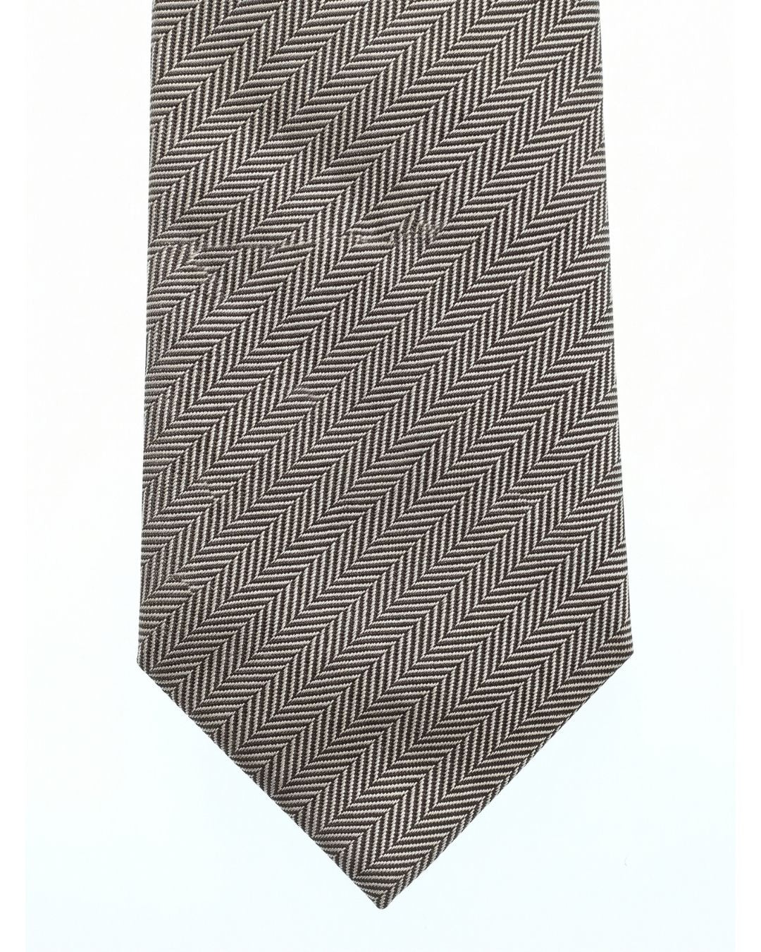 Armani Collezioni Mens Taupe / Beige Fine Herringbone Neck Tie