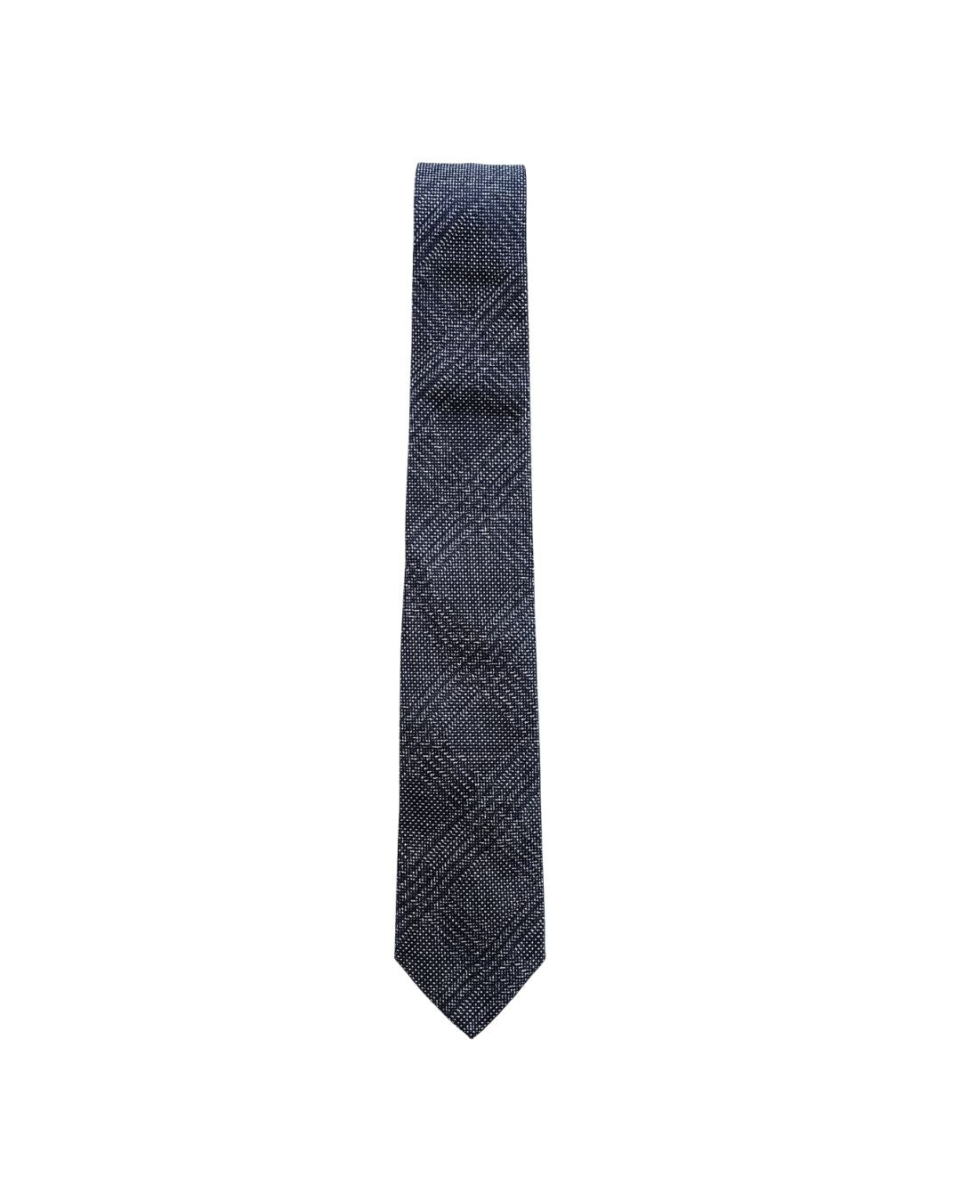 Armani Collezioni Mens Charcoal / Light Gray Diagonal Check Neck Tie