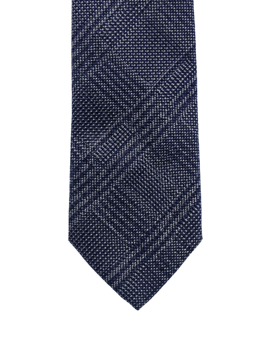 Armani Collezioni Mens Charcoal / Light Gray Diagonal Check Neck Tie