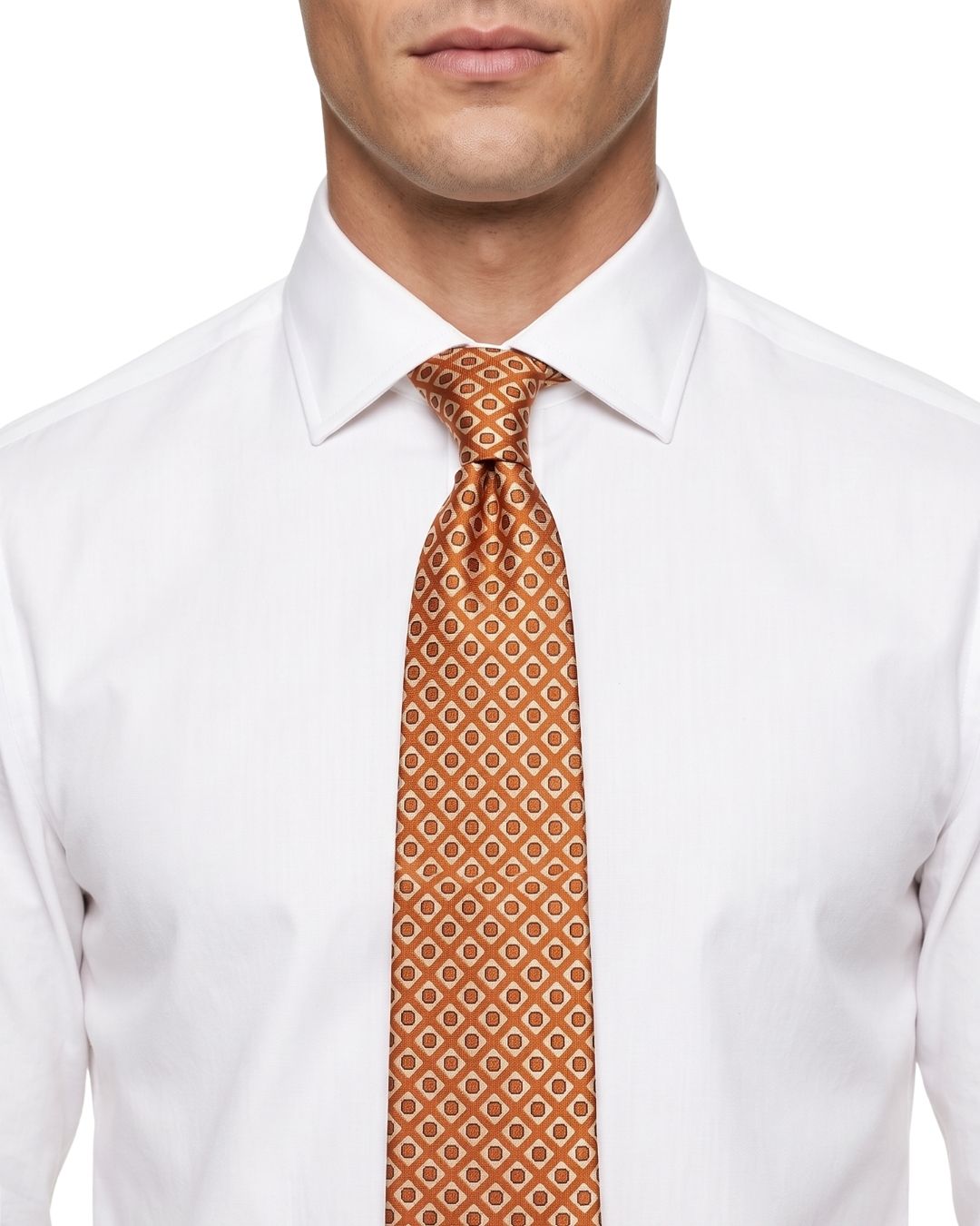 ARMANI COLLEZIONI Armani Collezioni Mens Orange / Gold Geometric Silk Neck Tie
