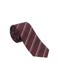 ARMANI COLLEZIONI Armani Collezioni Mens Burgundy / White Diagonal Stripe Silk Neck Tie