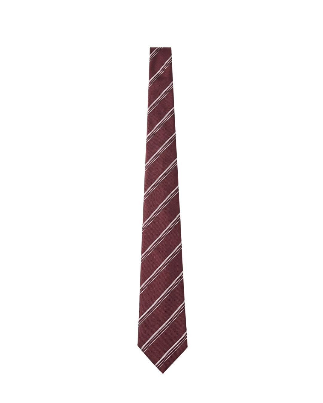 ARMANI COLLEZIONI Armani Collezioni Mens Burgundy / White Diagonal Stripe Silk Neck Tie