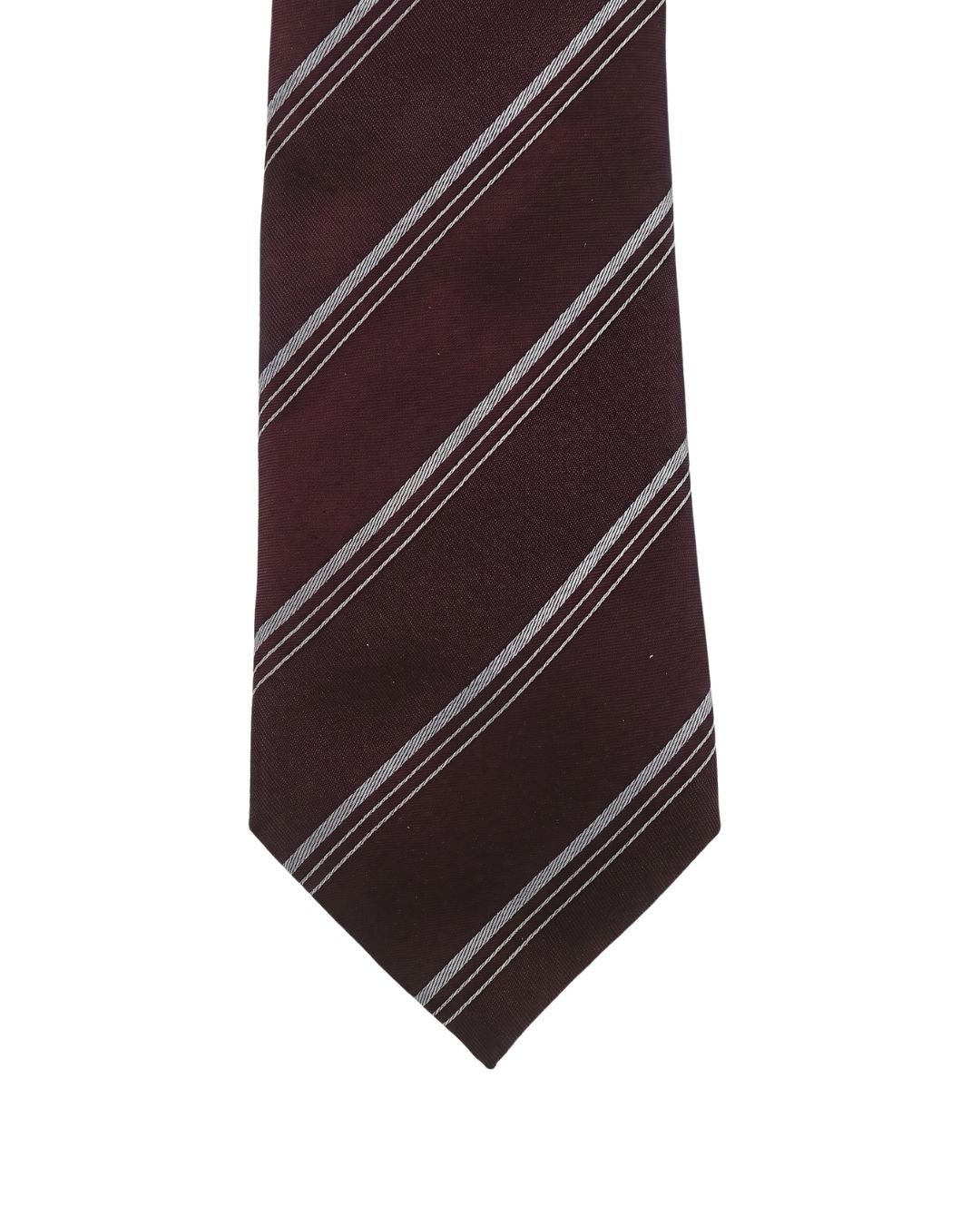 ARMANI COLLEZIONI Armani Collezioni Mens Burgundy / White Diagonal Stripe Silk Neck Tie