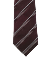 ARMANI COLLEZIONI Armani Collezioni Mens Burgundy / White Diagonal Stripe Silk Neck Tie