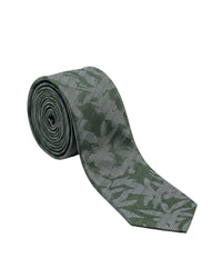 ARMANI COLLEZIONI Armani Collezioni Mens Green / Gray Botanical Herringbone Neck Tie