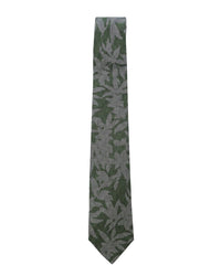 ARMANI COLLEZIONI Armani Collezioni Mens Green / Gray Botanical Herringbone Neck Tie