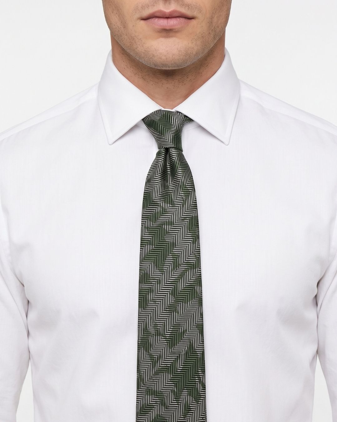 ARMANI COLLEZIONI Armani Collezioni Mens Green / Gray Botanical Herringbone Neck Tie