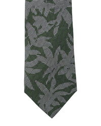 ARMANI COLLEZIONI Armani Collezioni Mens Green / Gray Botanical Herringbone Neck Tie