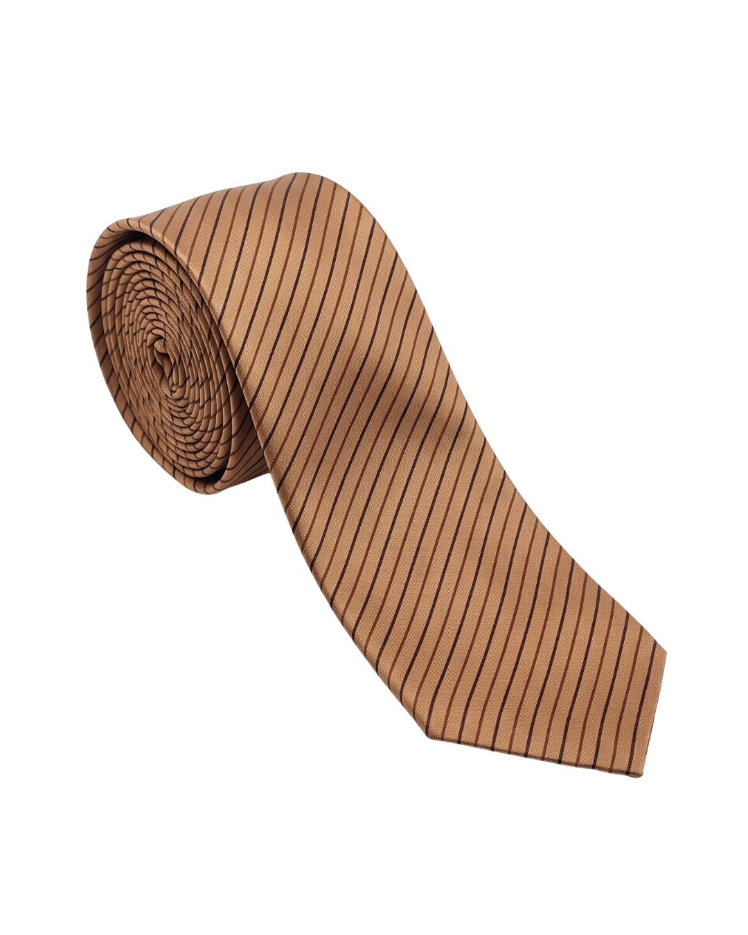 ARMANI COLLEZIONI Armani Collezioni Mens Tan / Brown Pinstripe Silk Neck Tie