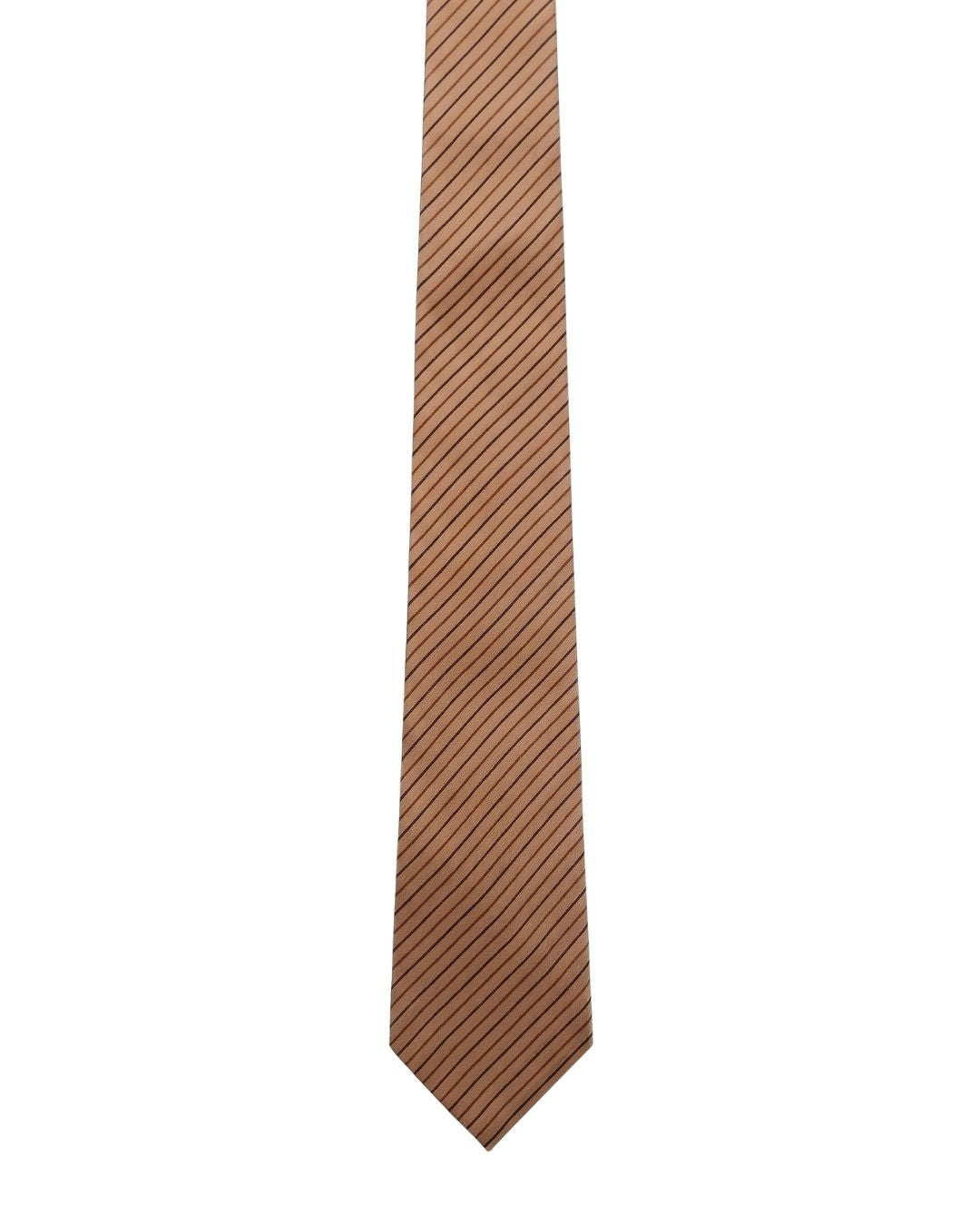 ARMANI COLLEZIONI Armani Collezioni Mens Tan / Brown Pinstripe Silk Neck Tie