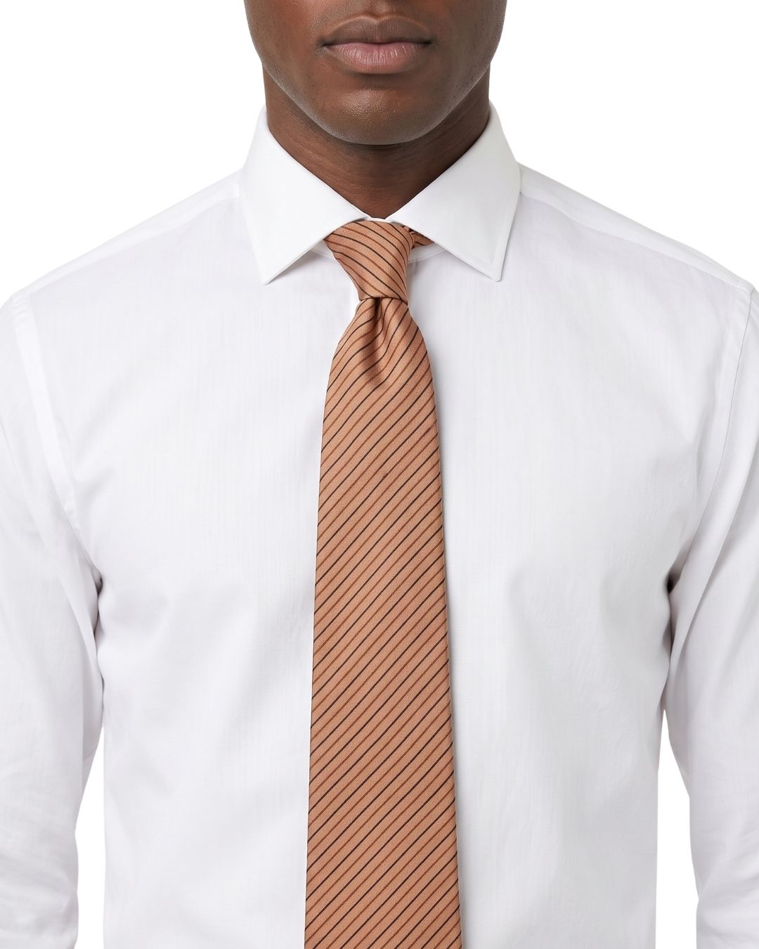 ARMANI COLLEZIONI Armani Collezioni Mens Tan / Brown Pinstripe Silk Neck Tie