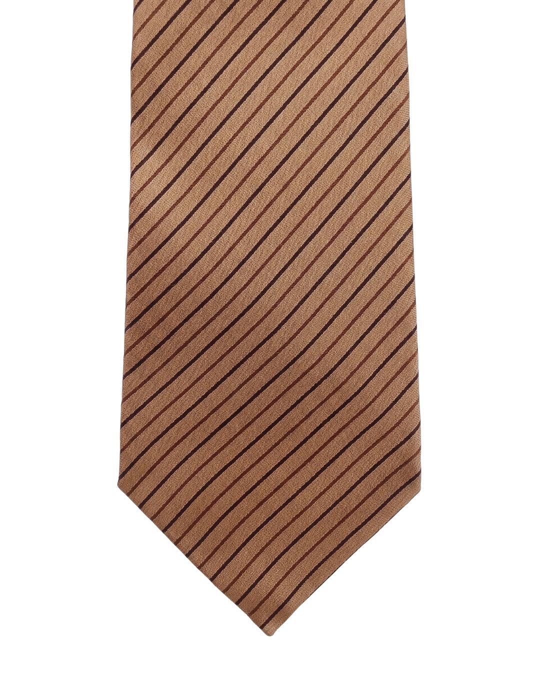 ARMANI COLLEZIONI Armani Collezioni Mens Tan / Brown Pinstripe Silk Neck Tie
