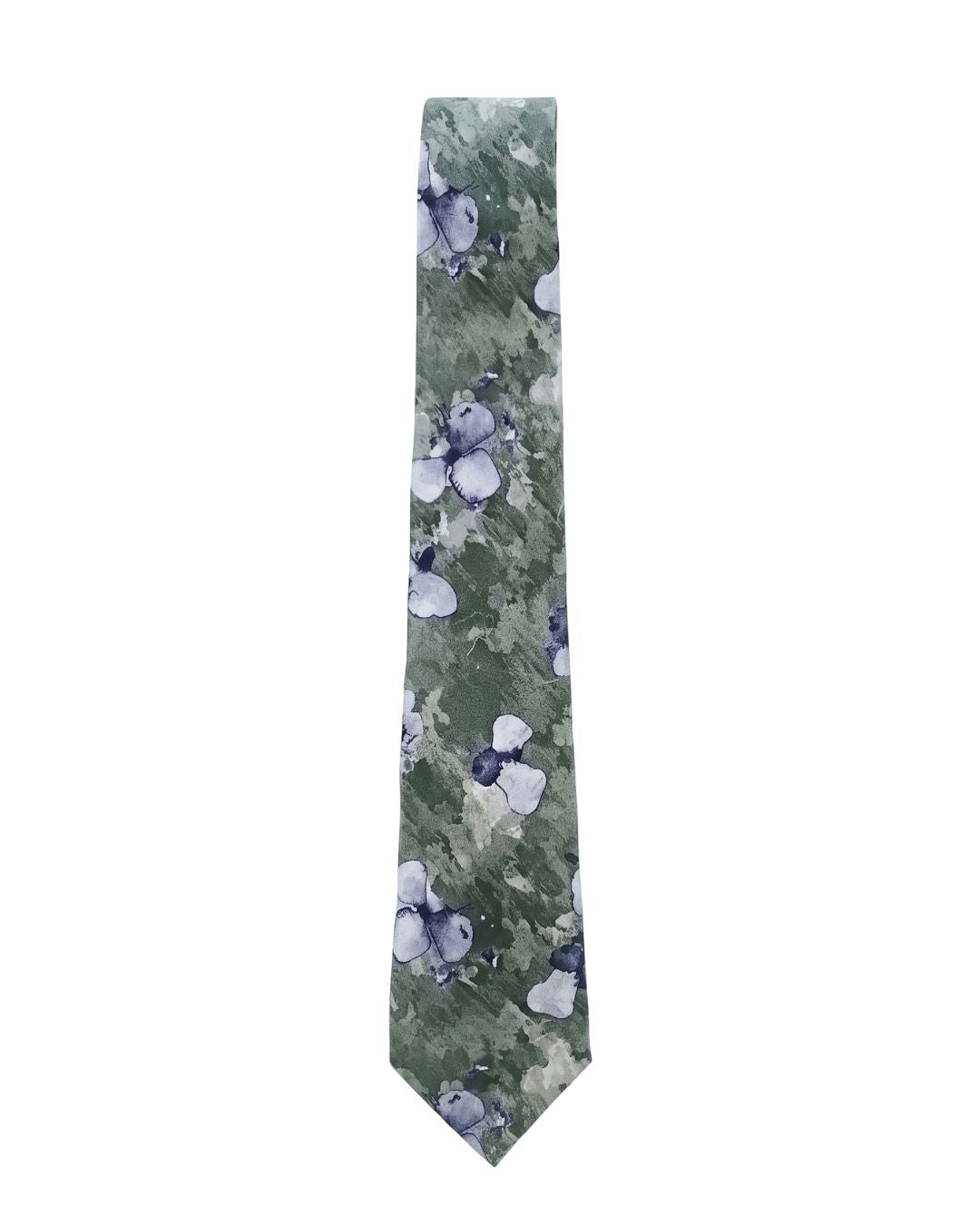 ARMANI COLLEZIONI Armani Collezioni Mens Green / Lavender Watercolor Floral Neck Tie
