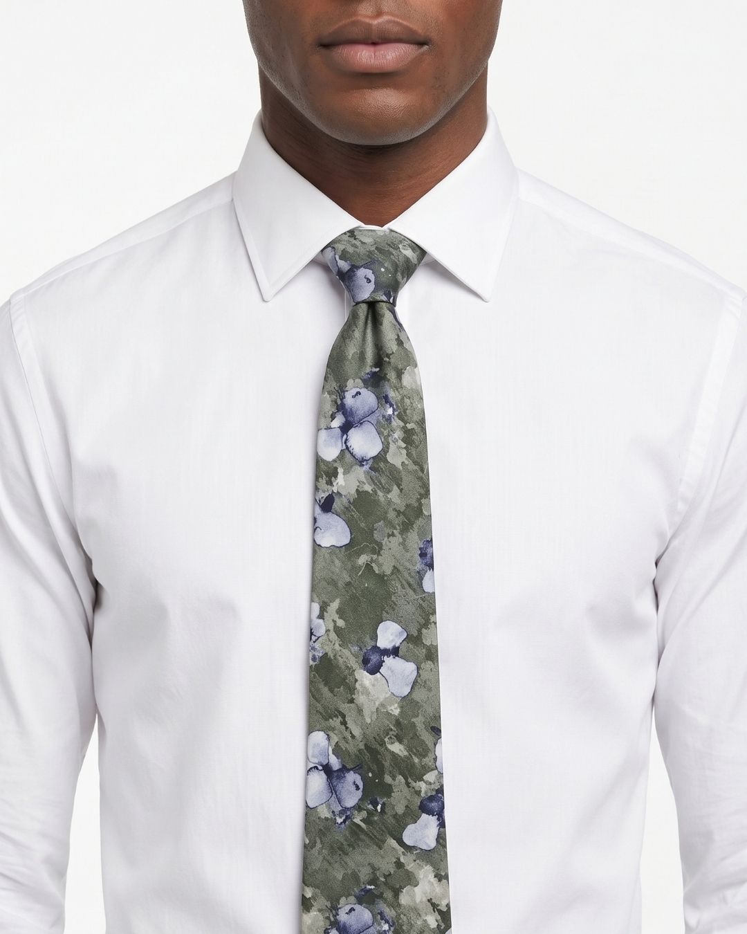 ARMANI COLLEZIONI Armani Collezioni Mens Green / Lavender Watercolor Floral Neck Tie