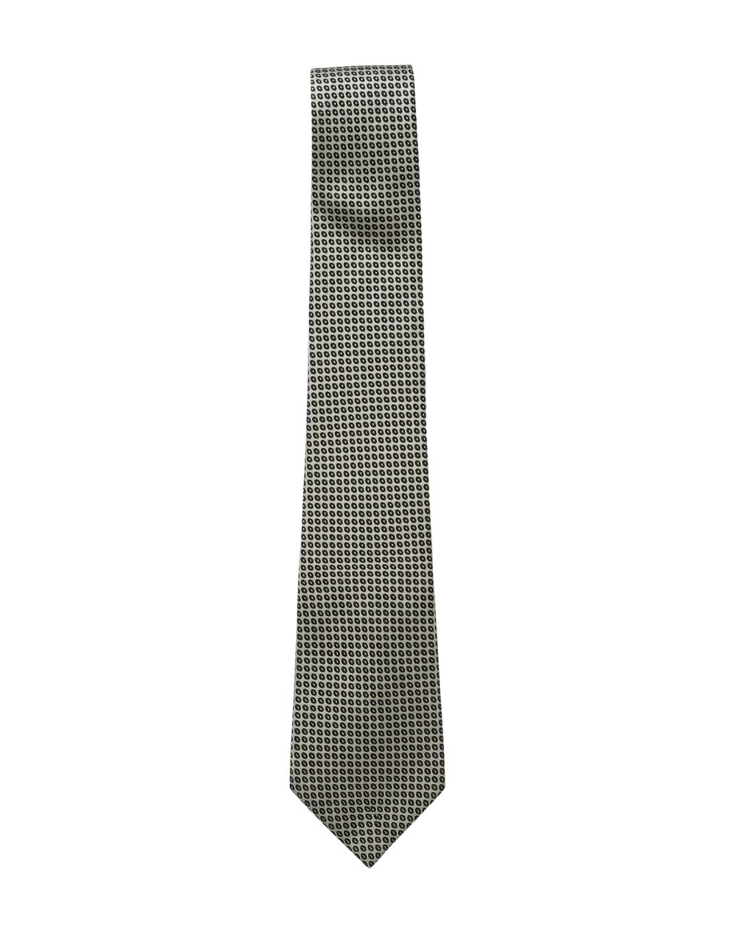 ARMANI COLLEZIONI Armani Collezioni Mens Sage Green / Black Micro Geometric Neck Tie