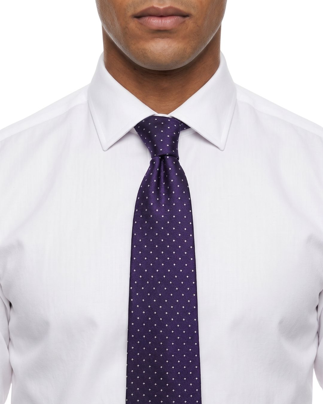 ARMANI COLLEZIONI Armani Collezioni Mens Purple / White Micro Dot Silk Neck Tie