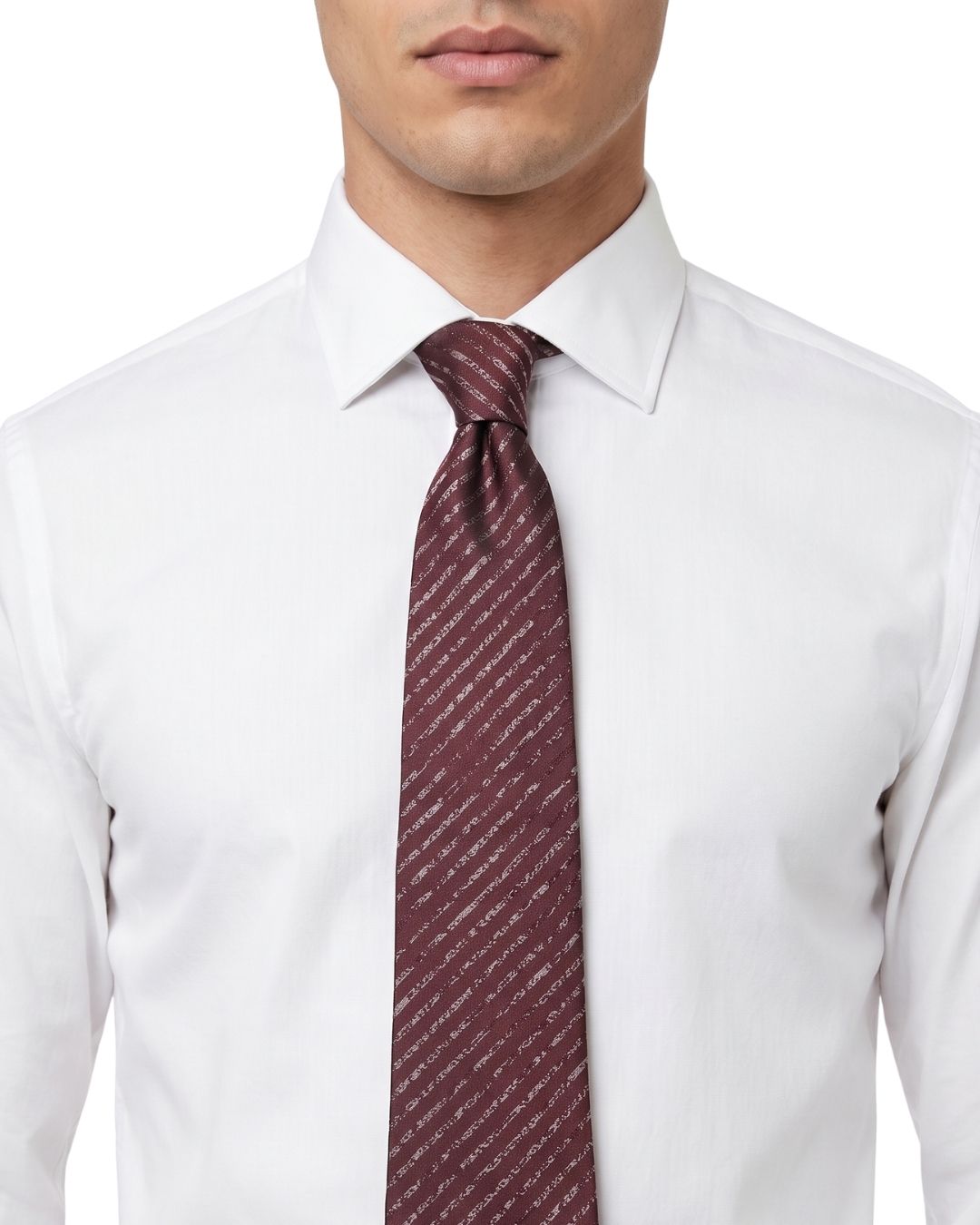 ARMANI COLLEZIONI Armani Collezione Mens Burgundy / Pink Diagonal Geometric Neck Tie