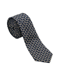 ARMANI COLLEZIONI Armani Collezioni Mens Navy Blue / Beige Curved Geometric Neck Tie