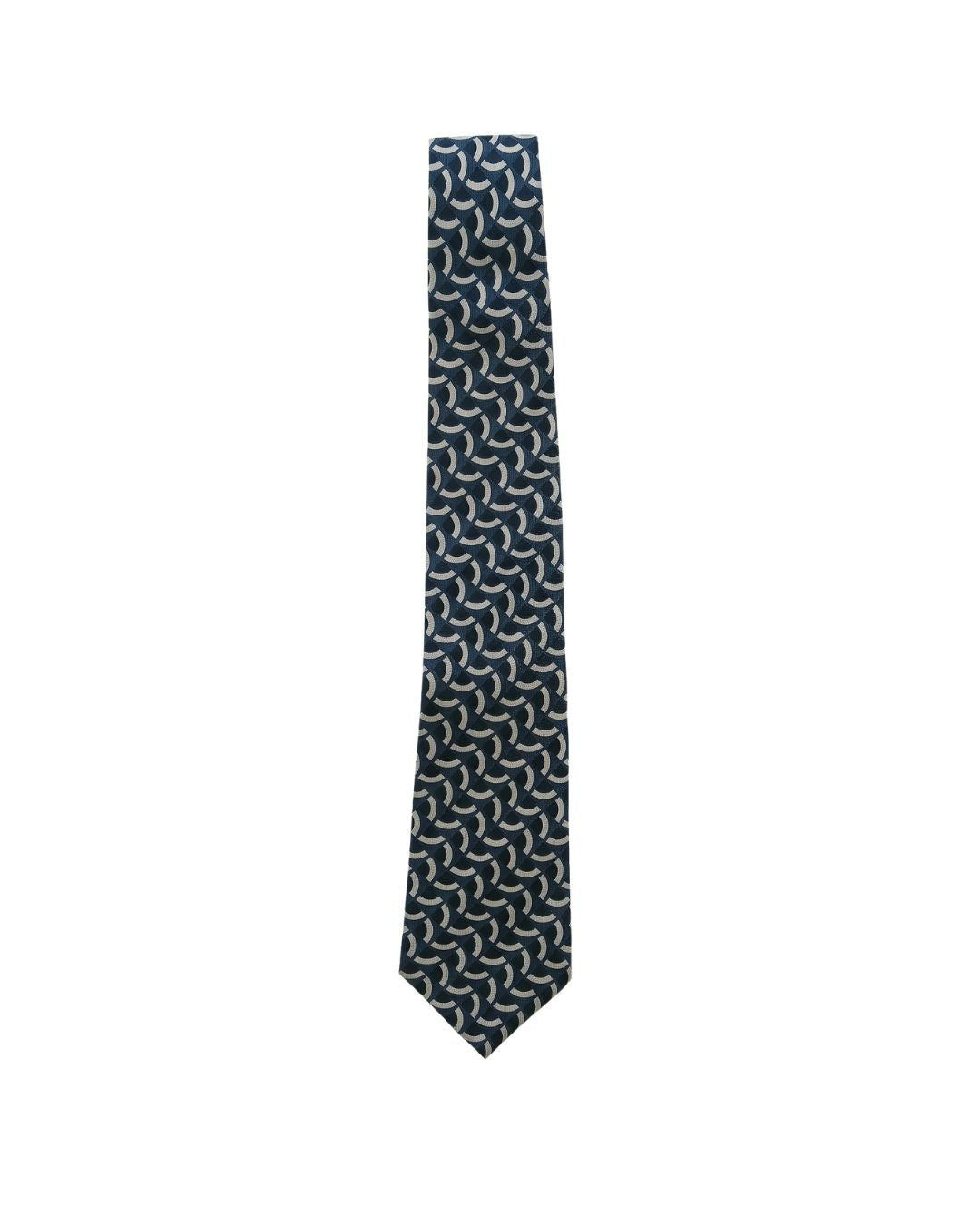ARMANI COLLEZIONI Armani Collezioni Mens Navy Blue / Beige Curved Geometric Neck Tie