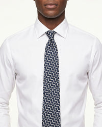 ARMANI COLLEZIONI Armani Collezioni Mens Navy Blue / Beige Curved Geometric Neck Tie