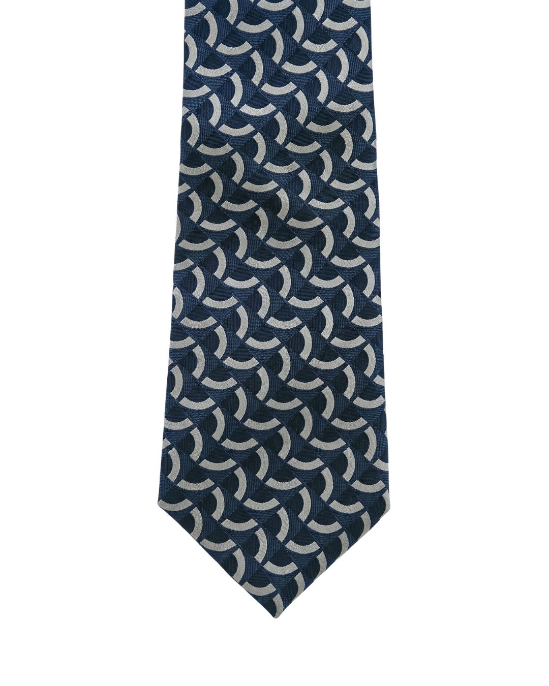 ARMANI COLLEZIONI Armani Collezioni Mens Navy Blue / Beige Curved Geometric Neck Tie
