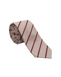 ARMANI COLLEZIONI Armani Collezioni Mens Ivory / Red Diagonal Stripe Silk Neck Tie
