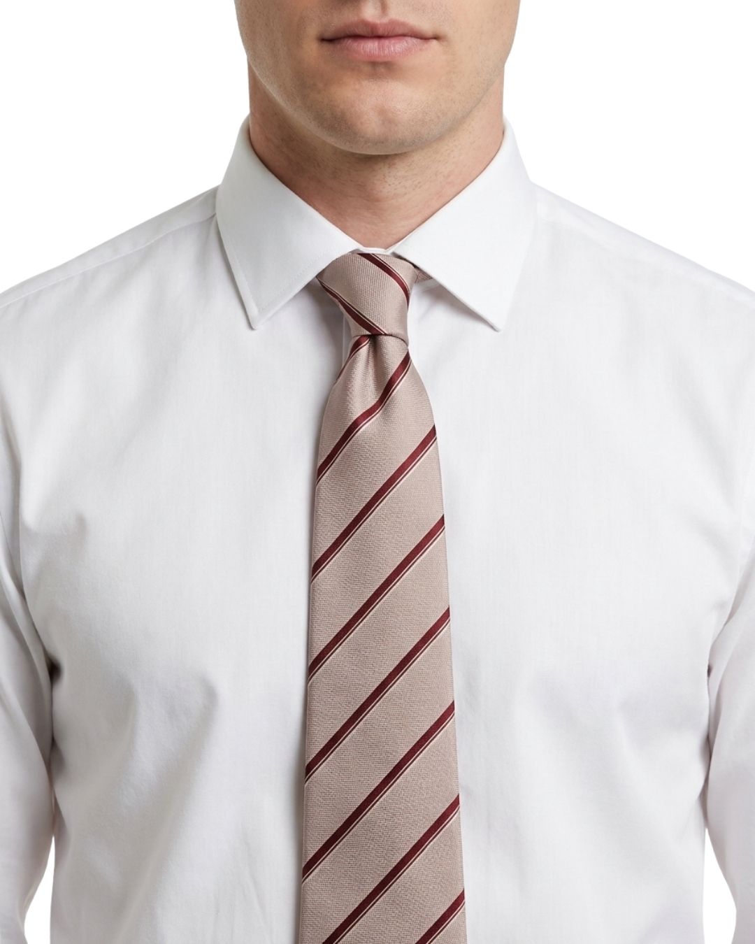 ARMANI COLLEZIONI Armani Collezioni Mens Ivory / Red Diagonal Stripe Silk Neck Tie