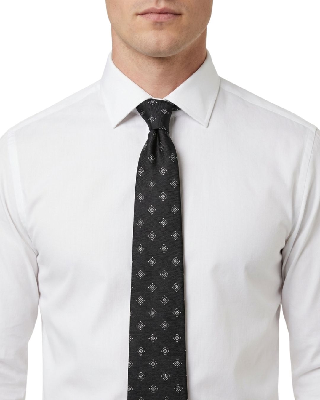 ARMANI COLLEZIONI Armani Collezioni Mens Black / Silver Mini Motif Silk Neck Tie
