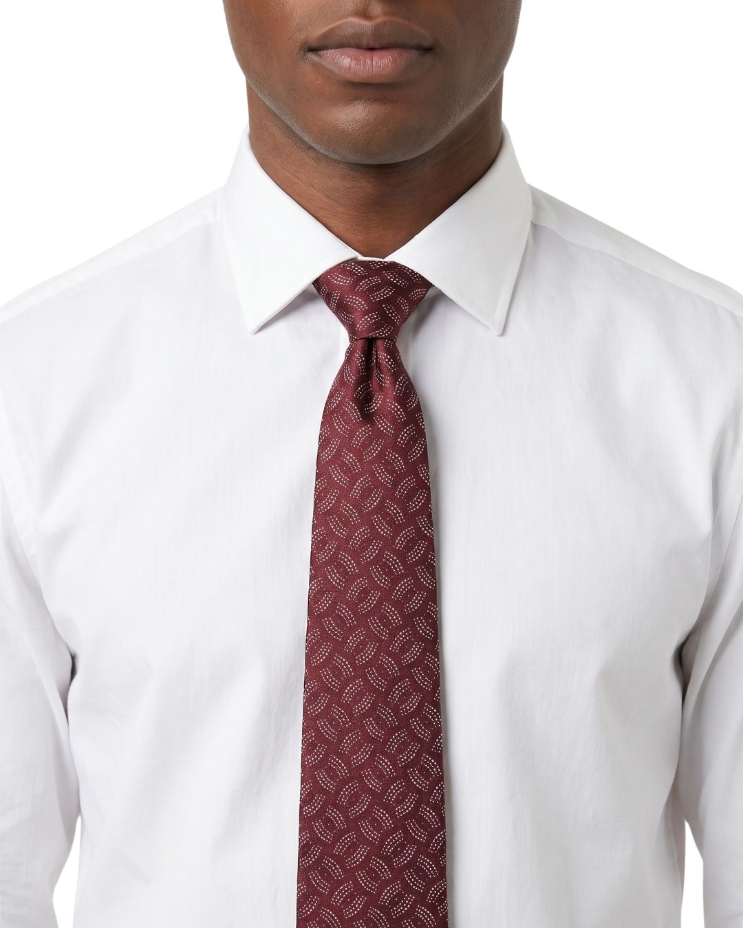 Armani Collezioni Mens Burgundy Geometric Silk Neck Tie