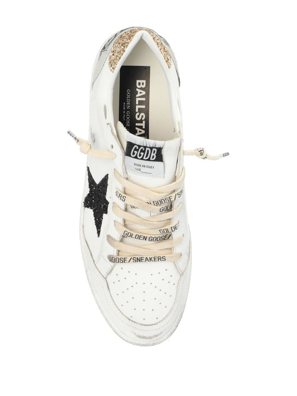 Golden Goose Women Ball Star Nappa Leather Sneakers With Glittered Star And Heel Tab