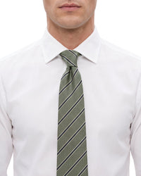 ARMANI COLLEZIONI Armani Collezioni Mens Sage Green / Navy Diagonal Stripe Neck Tie