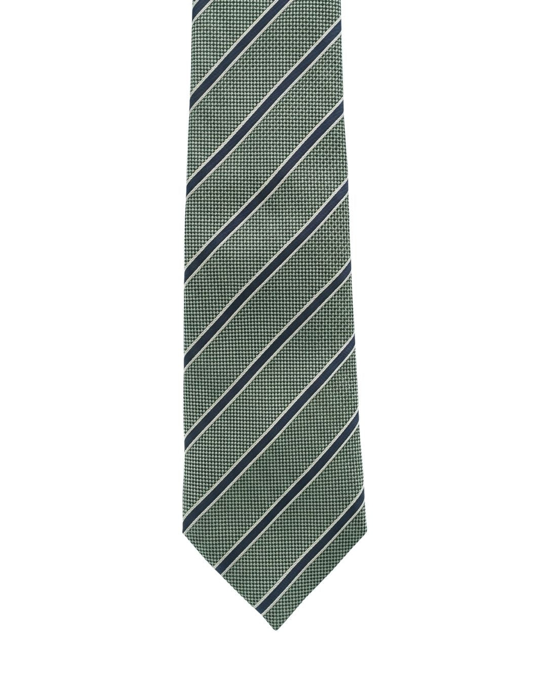 ARMANI COLLEZIONI Armani Collezioni Mens Sage Green / Navy Diagonal Stripe Neck Tie