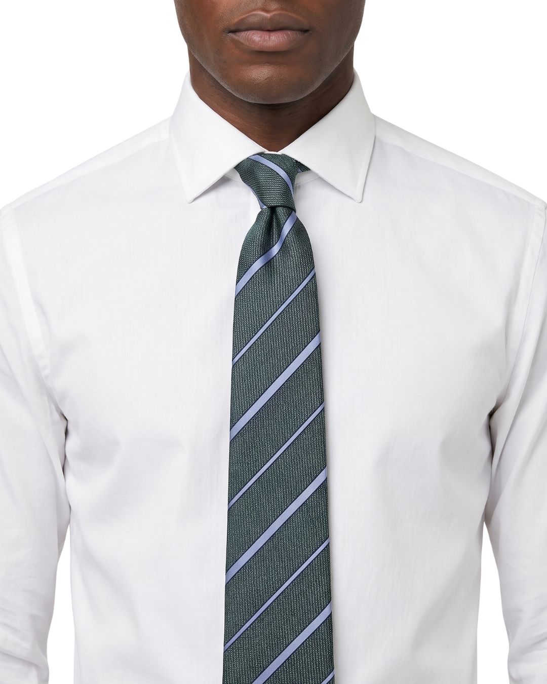 ARMANI COLLEZIONI Armani Collezioni Mens Green / Blue Diagonal Stripe Silk Neck Tie