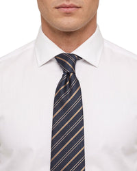 ARMANI COLLEZIONI Armani Collezioni Mens Navy Blue / Tan Diagonal Stripe Neck Tie