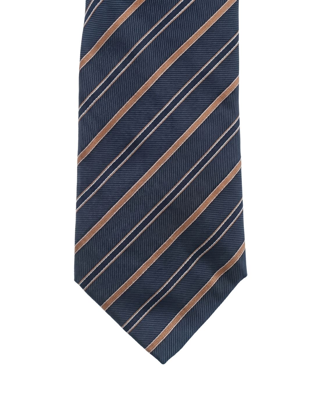 ARMANI COLLEZIONI Armani Collezioni Mens Navy Blue / Tan Diagonal Stripe Neck Tie