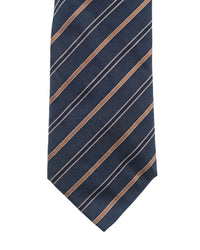 ARMANI COLLEZIONI Armani Collezioni Mens Navy Blue / Tan Diagonal Stripe Neck Tie