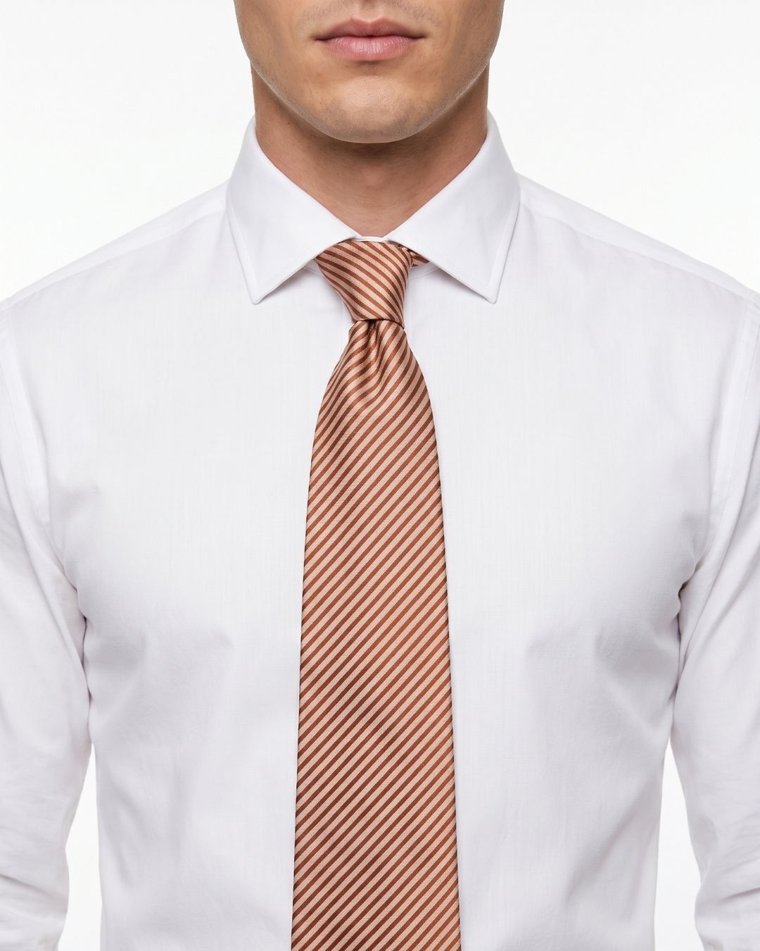 ARMANI COLLEZIONI Armani Collezione Mens Rust Orange / Cream Fine Diagonal Stripe Neck Tie