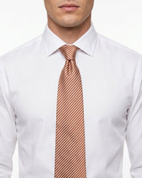 ARMANI COLLEZIONI Armani Collezione Mens Rust Orange / Cream Fine Diagonal Stripe Neck Tie