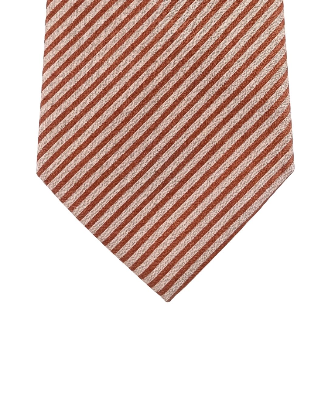 ARMANI COLLEZIONI Armani Collezione Mens Rust Orange / Cream Fine Diagonal Stripe Neck Tie
