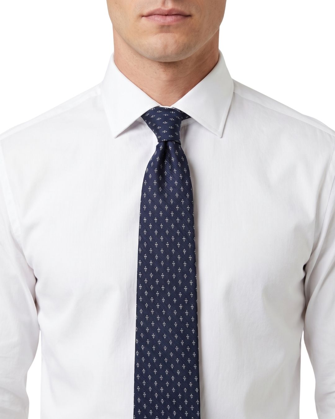 ARMANI COLLEZIONI Armani Collezione Mens Navy Blue / Light Blue Micro Geometric Neck Tie