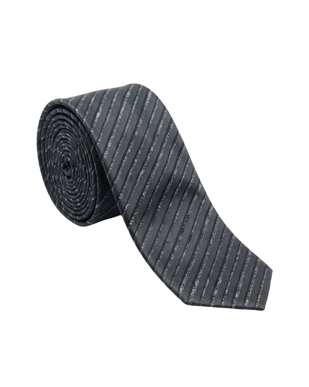 ARMANI COLLEZIONI Armani Collezione Mens Charcoal Gray / Black Tonal Diagonal Stripe Neck Tie