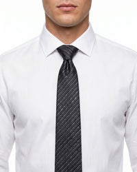ARMANI COLLEZIONI Armani Collezione Mens Charcoal Gray / Black Tonal Diagonal Stripe Neck Tie