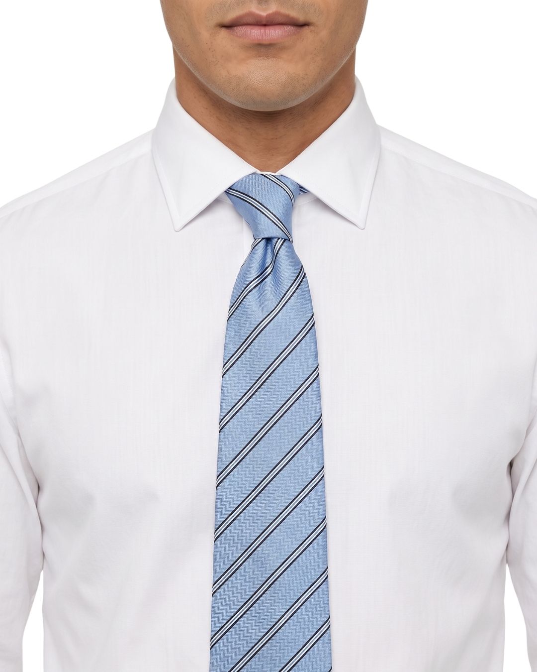 ARMANI COLLEZIONI Armani Collezione Mens Light Blue / Navy Diagonal Stripe Neck Tie