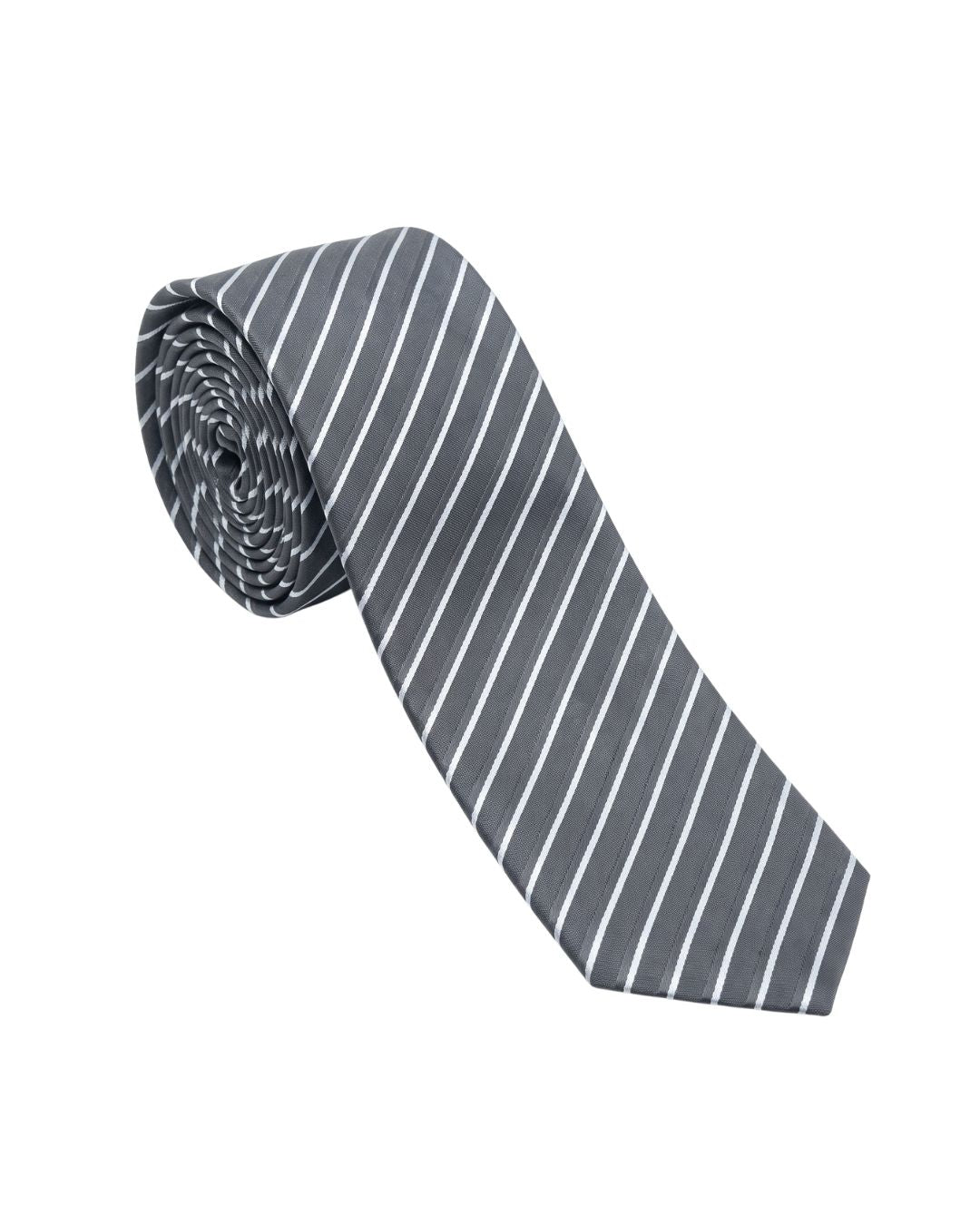 ARMANI COLLEZIONI Armani Collezione Mens Gray / White Diagonal Stripe Neck Tie