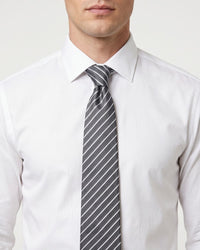 ARMANI COLLEZIONI Armani Collezione Mens Gray / White Diagonal Stripe Neck Tie