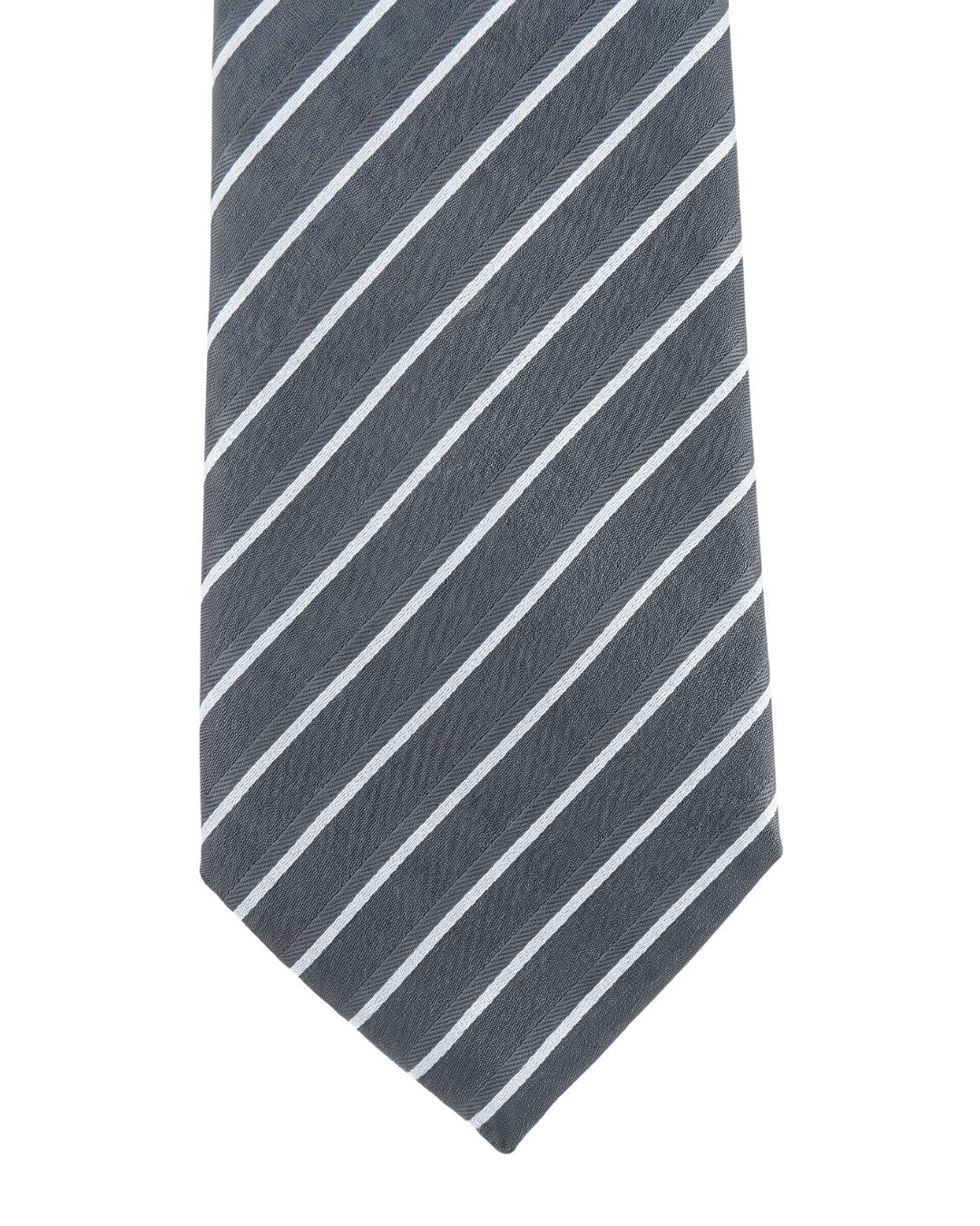ARMANI COLLEZIONI Armani Collezione Mens Gray / White Diagonal Stripe Neck Tie