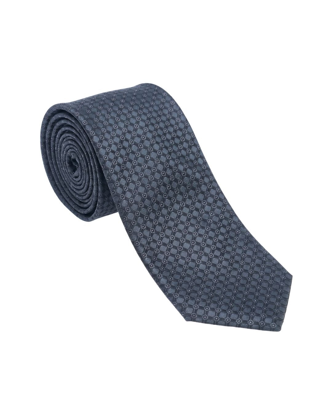 ARMANI COLLEZIONI Armani Collezione Mens Charcoal Gray Micro Geometric Neck Tie