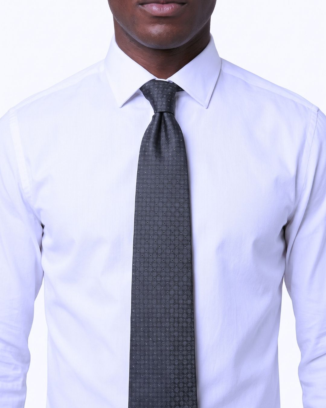 ARMANI COLLEZIONI Armani Collezione Mens Charcoal Gray Micro Geometric Neck Tie