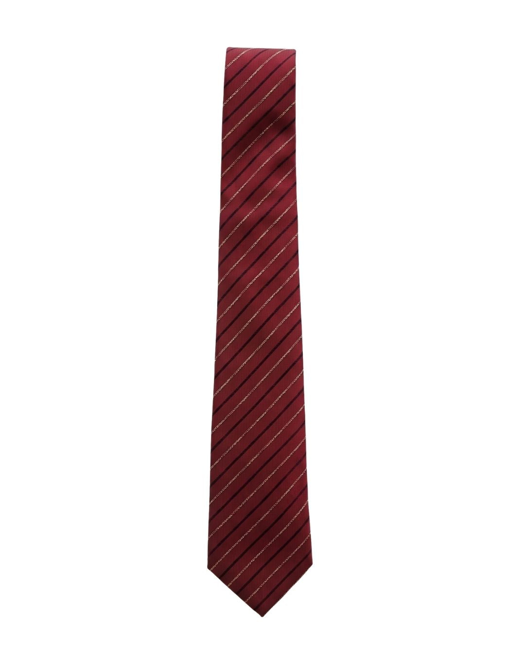 ARMANI COLLEZIONI Armani Collezioni Mens Burgundy / Gray Diagonal Stripe Silk Neck Tie